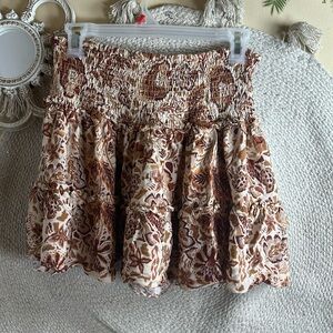 Olivaceous floral skirt